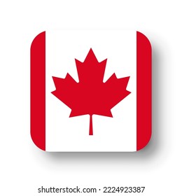 Canada flag - flat vector square with rounded corners and dropped shadow.