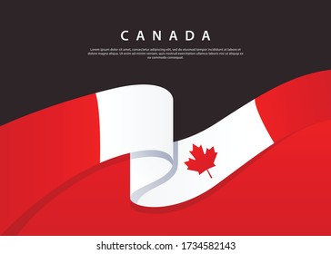 Canada Flag Flowing. Canada flag on Black background. Vector illustration template