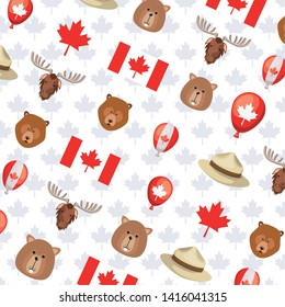 Canada flag and forest animal background design