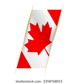 Canada flag in the form of a banner with waving effect and shadow. Modern vector design.