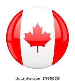 Vector 3D del botón de brillo de la bandera de Canadá