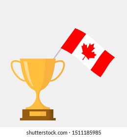 Canada flag and golden trophy cup icon