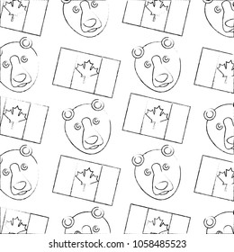 canada flag and grizzly bear design pattern