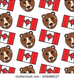 canada flag and grizzly bear design pattern