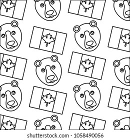 canada flag and grizzly bear design pattern