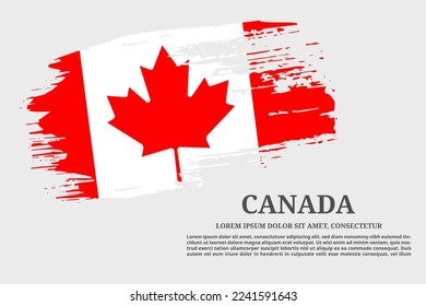 Canada flag grunge brush and text poster, vector