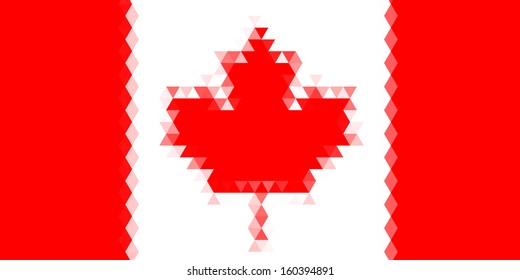 Canada flag. Grunge mosaic geometric pattern banner triangle vector. Abstract maple.