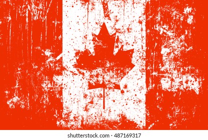 Canada flag in grunge style. distressed texture