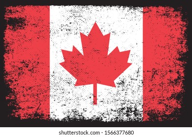 Canada Flag In Grunge Style Premium Vector