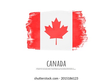 Canada flag in grunge style.Brush stroke Canada flag.