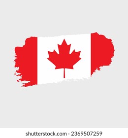 Canada flag with grunge texture. Vector illustration of Canadian flag painted with brush with grunge effect and watercolor stroke. Happy Independence Day.
