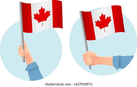 Canada flag in hand. Patriotic background. National flag of Canada vector illustration