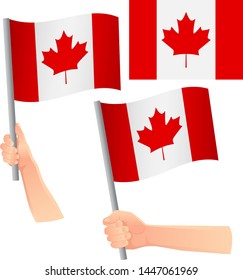 Canada flag in hand. Patriotic background. National flag of Canada vector illustration