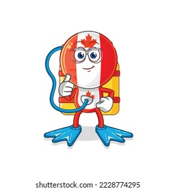the canada flag head diver cartoon. cartoon mascot vector
