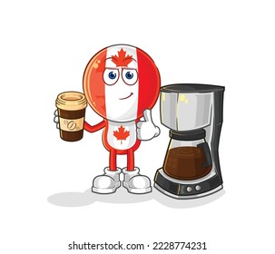 the canada flag head drinking coffee illustration. character vector