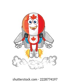 the canada flag head with jetpack mascot. cartoon vector