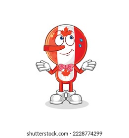 the canada flag head lie like Pinocchio character. cartoon mascot vector