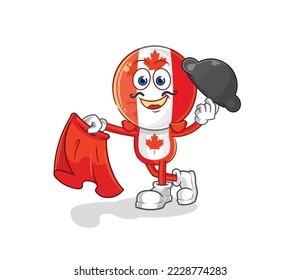 the canada flag head matador with red cloth illustration. character vector