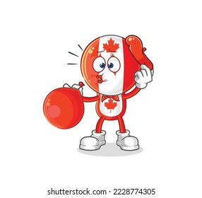 the canada flag head pantomime blowing balloon. cartoon mascot vector