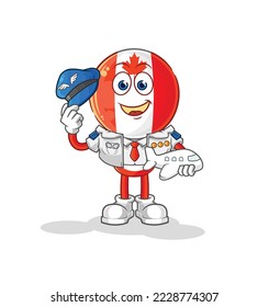 the canada flag head pilot mascot. cartoon vector