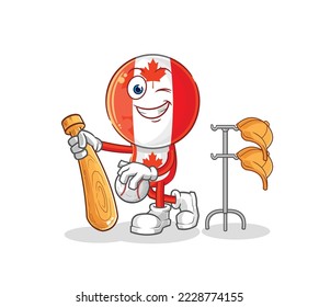 the canada flag head playing baseball mascot. cartoon vector