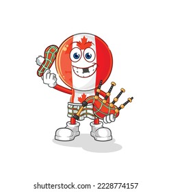 the canada flag head scottish with bagpipes vector. cartoon character