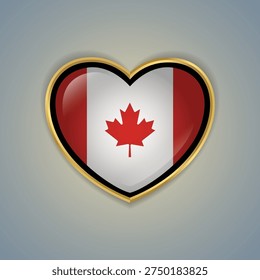  Canada flag heart button Isolated on color gradient background. Banner flag Vector Illustrator