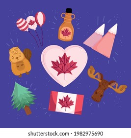 canada flag heart leaf beaver