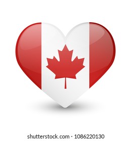 Canada Flag Heart Love Emoji Icon Object Symbol Gradient Vector Art Design Cartoon Isolated.