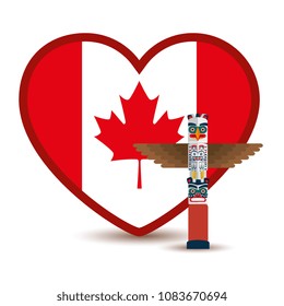 canada flag with heart shape