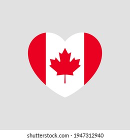 Canada flag in heart shape vector love Canada