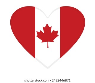 Canada flag heart shaped. vector