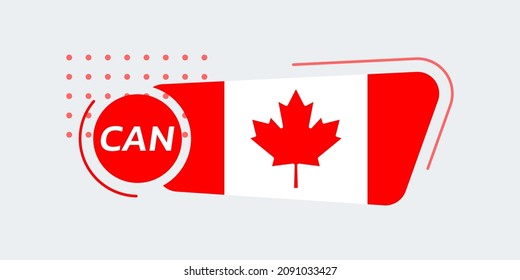 Canada flag icon or badge with maple leaf. Canadian national emblem with abstract background and geometric shapes. Vector illustration.