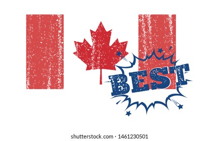 Canada flag with icon best. Vector illustration on white background.