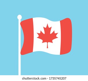 Canada Flag Icon Cartoon Flat Vector