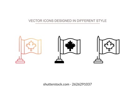 Design de ícone de bandeira do Canadá com ilustração de estoque de fundo branco