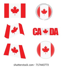 canada flag icon illustration in red color