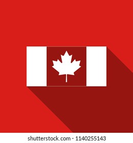 Canada flag icon isolated with long shadow. Flat design. Vector Illustration
