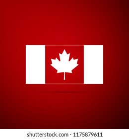 Canada flag icon isolated on red background. Flat design. Vector Illustration