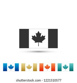 Canada flag icon isolated on white background. Set elements in colored icons. Flat design. Vector Illustration