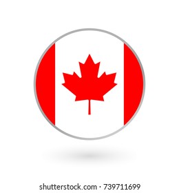Canada flag icon isolated on white background. Canadian round badge. Vector illustration. 