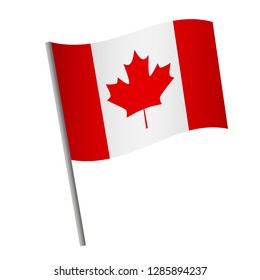 Canada Flag Icon. National Flag Of Canada On A Pole Vector Illustration.