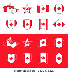 Canada Flag Icon Set – Various Styles Collection