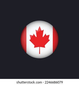 Flaggensymbol von Kanada, Flaggensymbol von Round Canada, Vektorgrafik von Kanada einzeln, Flaggenknopf von Kanada.