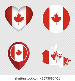 Canada Flag Icons Pack. Vector illustration.