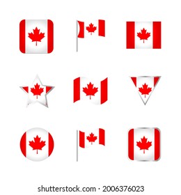 Diseño elegante de iconos de bandera de Canadá