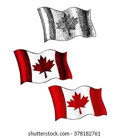 Canada flag - Illustration - engraving