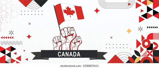 Canada flag independence day geometric Country web banner for 4th of July. corporate abstract background design with American flag theme. Country Vector Illustration