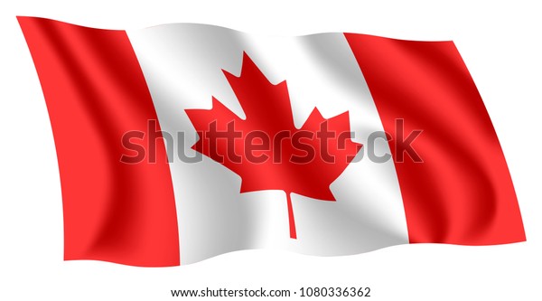 カナダ国旗 カナダの国旗 なびくカナダ国旗 綿毛の多いカナダ国旗 カナダのエンサイン 楓の葉 のベクター画像素材 ロイヤリティフリー