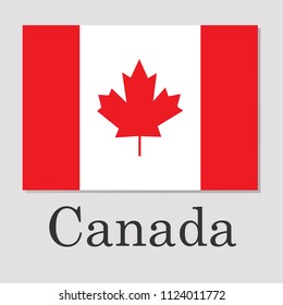 Canada flag isolated on grey background inscription